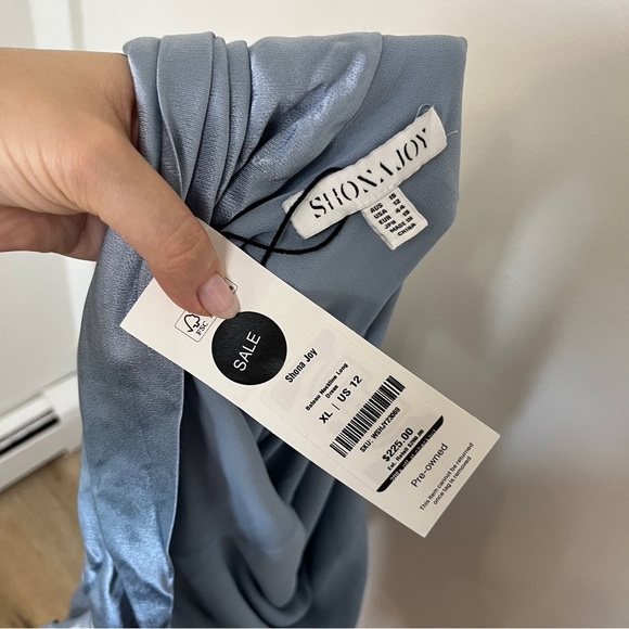 Shona Joy Light Blue Maxi Dress with Long Sleeves & Drape Back Size 12 - Picture 7 of 7